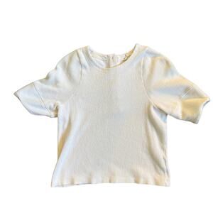 Madewell Women's Ottoman Jacquard Button Back Small White Ribbed Top